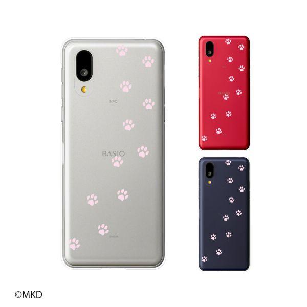 au BASIO (active SHG09 / 4 KYV47) スマホ ケース カバー 肉球 ピンク1 ネコ