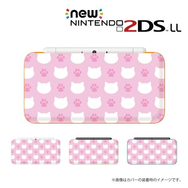 new NINTENDO 2DS LL カバー ケース ハード / にゃんこドット ねこ 肉