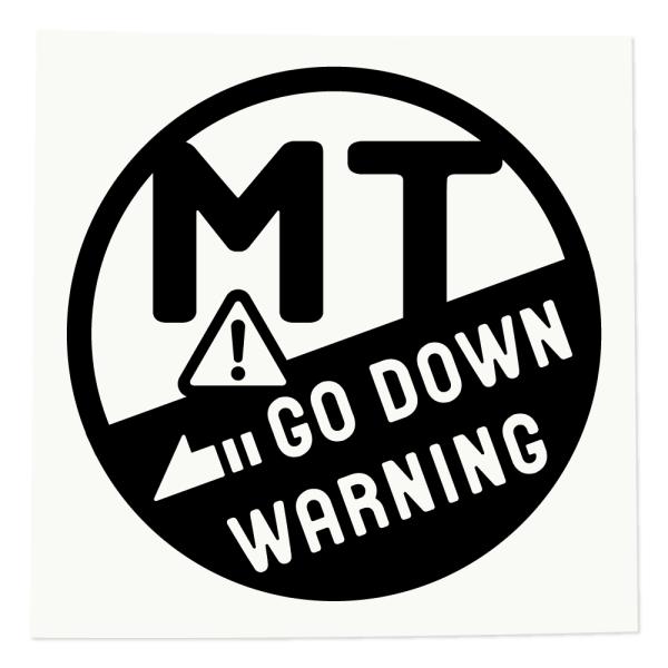 MT車 坂道後退注意 ステッカー / 注意喚起 衝突防止 坂道発進 エンスト / Go Down Warning 【丸型】《カラー選べます》