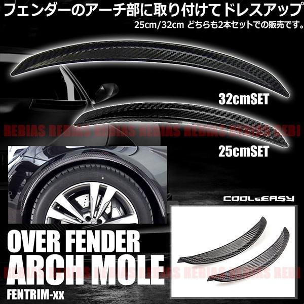 フェンダートリム 2本セット ドライカーボン調 M L 大型 モール マッドガード オーバー フェンダー