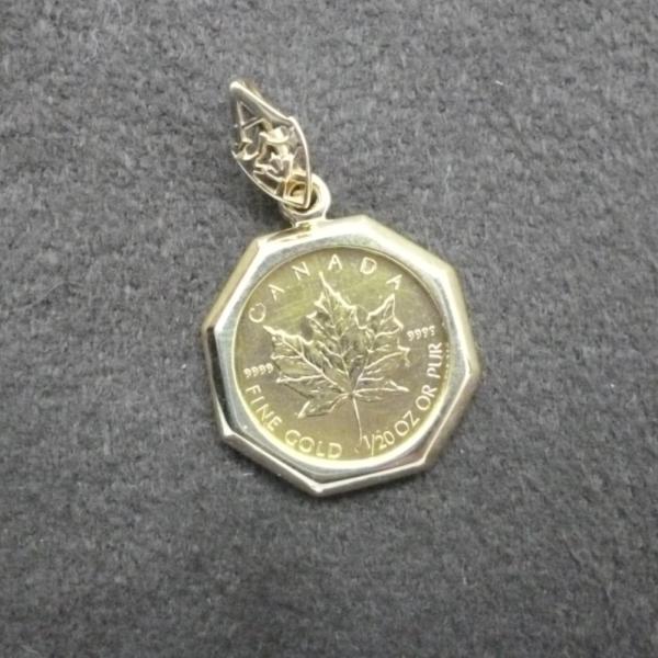 メイプルリーフ金貨 1/20oz K18枠 イエローゴールド ペンダントトップ