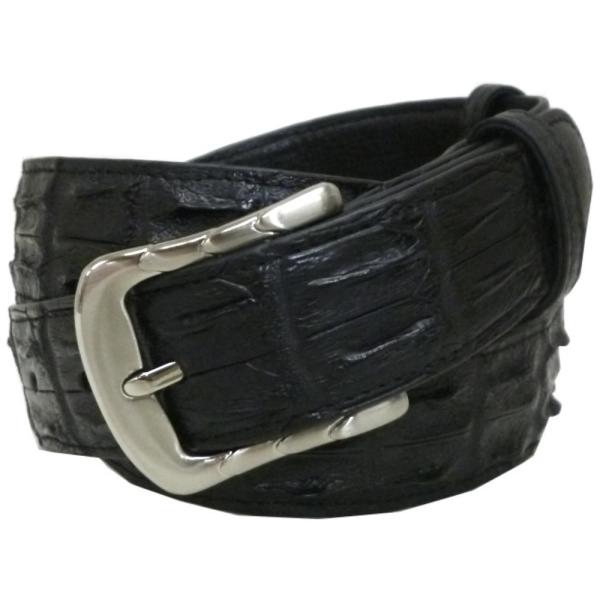クロコダイル ベルト メンズ ワニ革 マット背鰐35mm120cmブラック