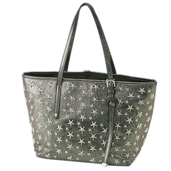 ジミーチュウ・トートバッグ・サシャ・スタッズ・メタリックシルバー ジミーチュウ JIMMY CHOO サシャ S スタースタッズ レザー トート