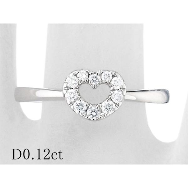 ミキモト ダイヤモンド/0.12ct ハートモチーフ リング K18WG 14.5号 