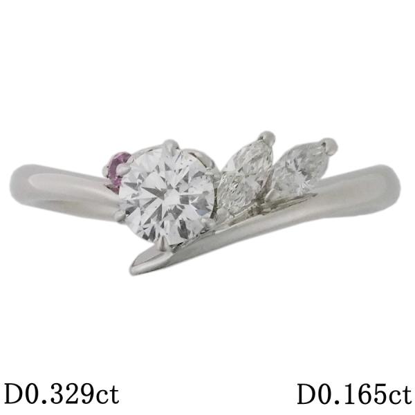 E-SI1-EX H&C ダイヤモンド/0.329ct ダイヤ0.165ct デザイン リング