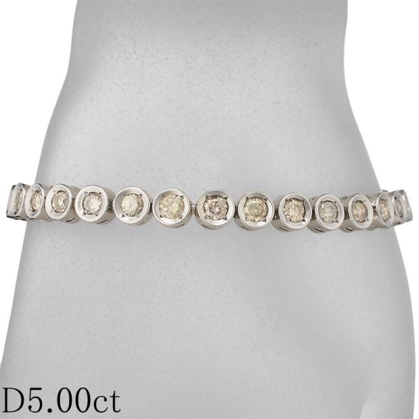 ダイヤモンド/5.00ct テニス ブレスレット K18WG : h9652 