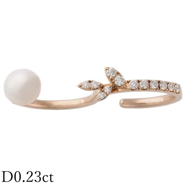 タサキ パール/7.5mm ダイヤ/0.23ct クーゲル ダブルフィンガー リング
