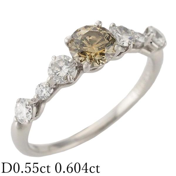 カシケイ ブラウンダイヤ/0.55ct ダイヤモンド/0.604ct リング Pt900