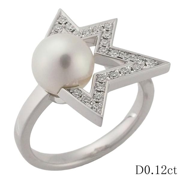 タサキ ダイヤモンド/0.12ct あこや真珠 コメット プラス リング K18WG