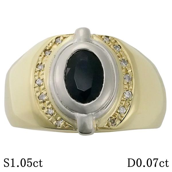 サファイヤ/1.05ct ダイヤ/0.07ct フラワーモチーフ リング K18YG