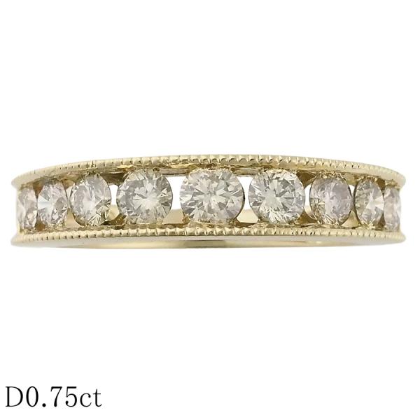 ダイヤモンド/0.75ct ハーフエタニティ リング K18YG 11号