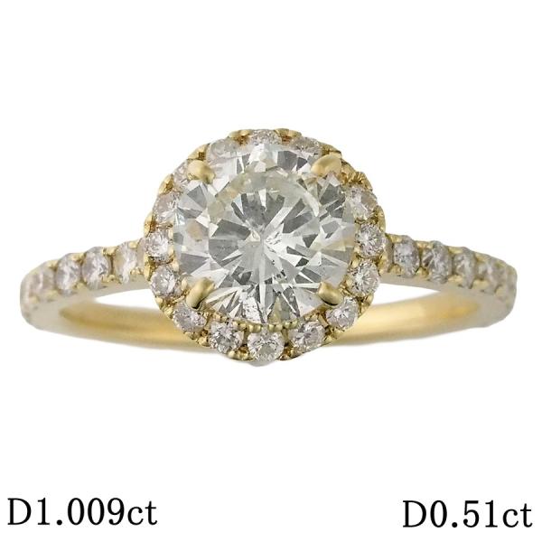 K-SI2-G ダイヤモンド/1.009ct ダイヤ/0.51ct デザイン リング K18YG