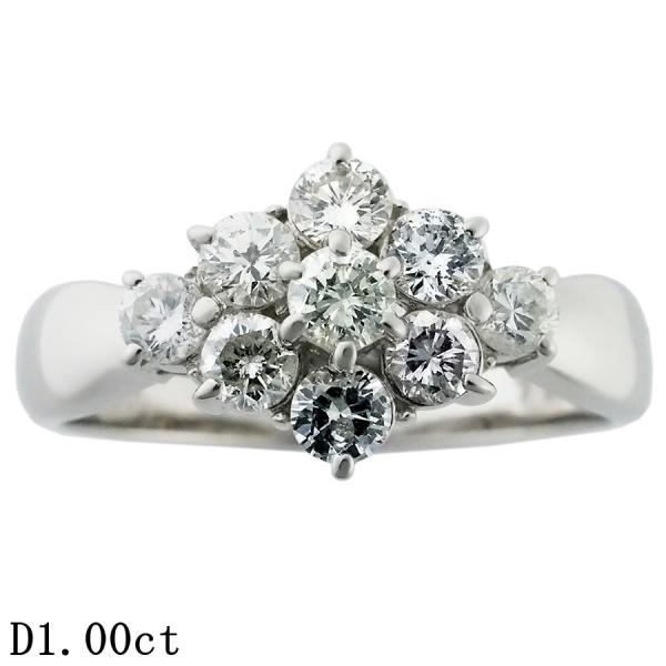 しばちゃん　天然ダイヤ1.00ct フラワーモチーフリング Pt900 ダイヤモンド/1.00ct フラワーモチーフ リング Pt900 18号
