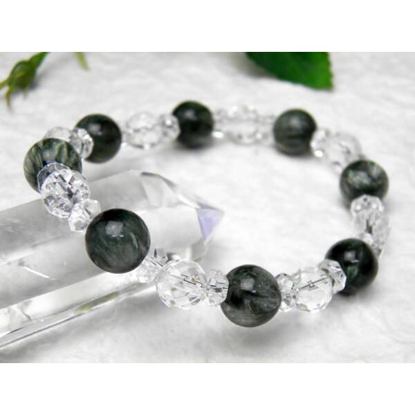 Premium_8´sブレスレット セラフィナイトAAA10mm＆水晶64面カット8mm