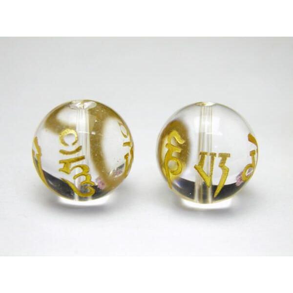 水晶 14mm 金 六字真言 彫刻 一粒売りビーズ 天然石 パワーストーン :cq-p-crv14mm-6shingon-gold:Imperialaura 通販 水晶 14mm (金彫り) 戦国武将 (数量限定商品)