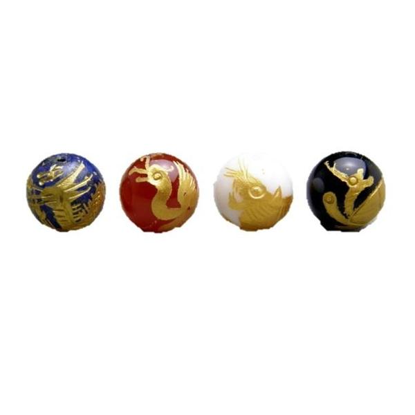 天然石❁︎12mmクォーツ❁︎金四神獣❁︎6セット売 四神獣4点セット 天然石各種金彫り 彫刻ビーズ 12mm玉 青龍・朱雀