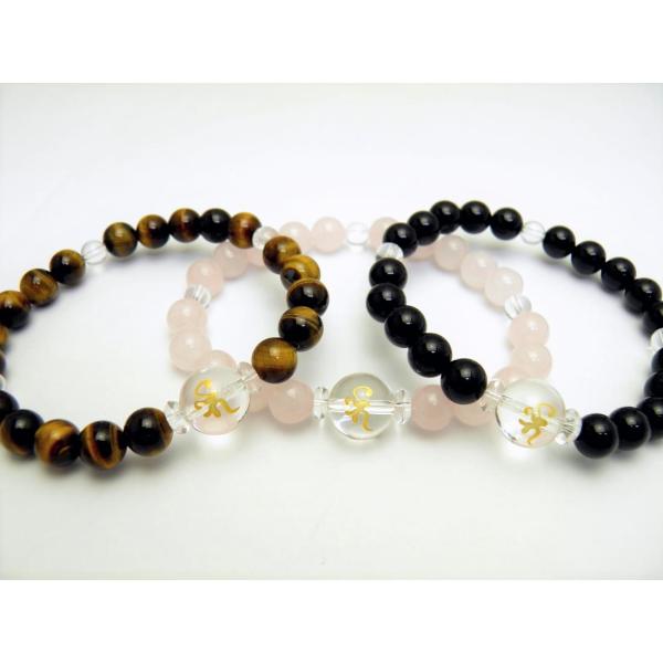 桃蓮玉専用✨宝くじブレス❣️ バイ 薬師如来 水晶 金色入り 梵字玉 12mm ブレスレット 天然石