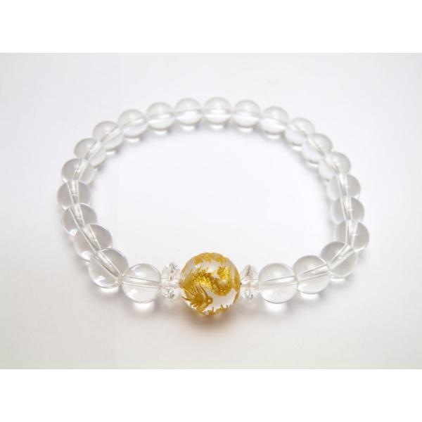 九頭龍 水晶 金色入り 12mm ブレスレット 天然石 パワーストーン