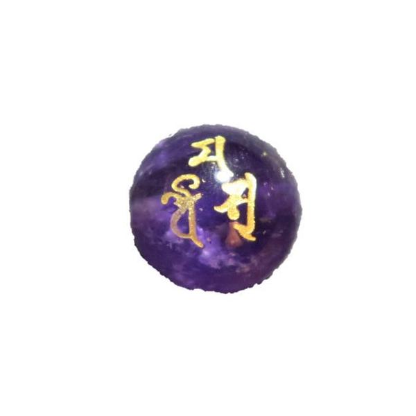 三面大黒天 アメジスト 金色入り 梵字玉 12mm 手作りにオススメ 天然石
