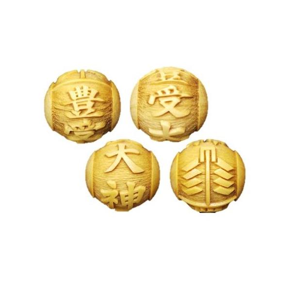 豊受大神 とようけおおかみ 柘植玉 彫刻ビーズ 横穴 15mm 穴あり一粒