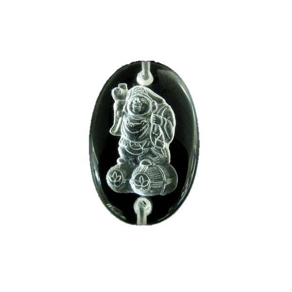 大黒天 水晶素彫りプレート 小判型 No.002 穴あり一粒売りビーズ