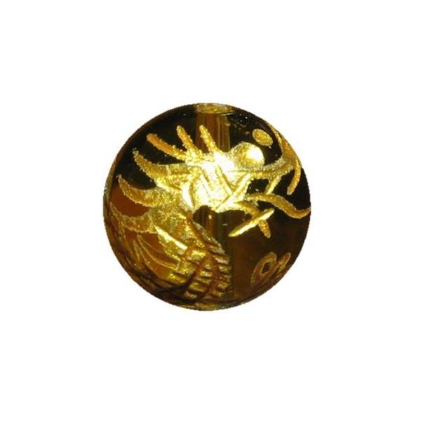 龍 黄水晶手彫り玉 金色入り 10mm 彫刻 一粒売りビーズ シトリン