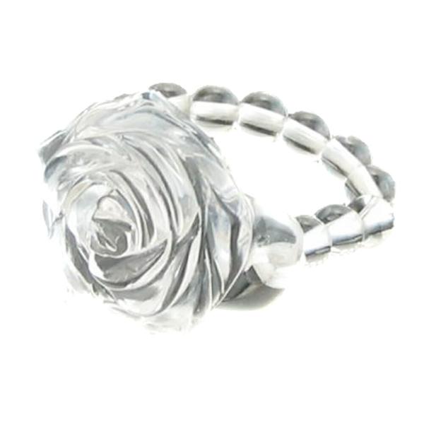 天然石 薔薇 水晶 リング 指輪 パワーストーン バラ売り フラワー