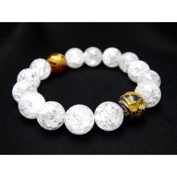 龍鳳凰 龍金彫り＆鳳凰金彫り クラック水晶 12mm ブレスレット