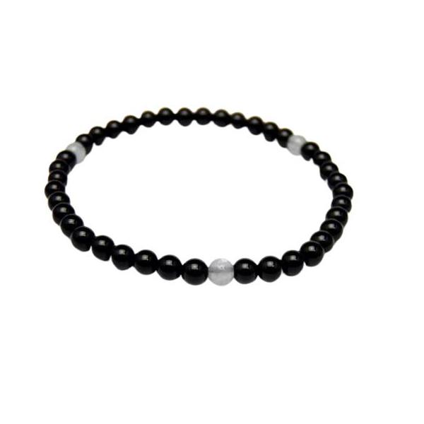 4mm_Simple_3´sブレスレット オニキス＆アクアマリン 天然石