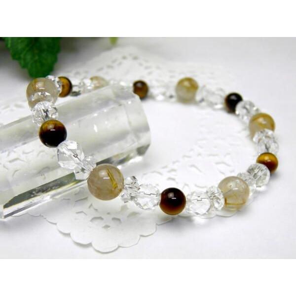 Premium_6´sブレスレット ルチルクォーツ8mm＆タイガーアイ6mm  