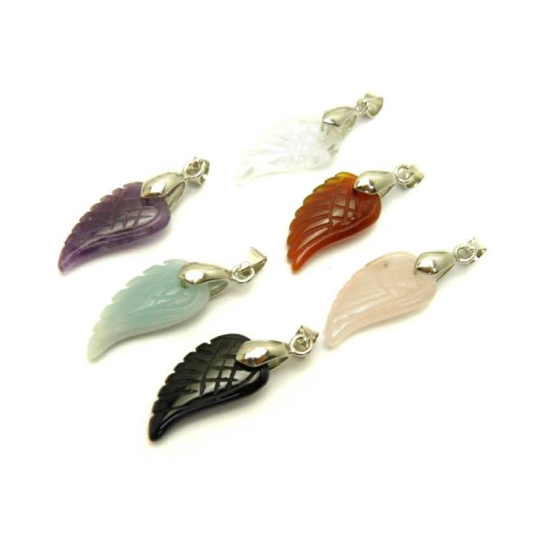 選べる6種類 天使の羽ペンダントトップ 約12×24×6mm アメジスト