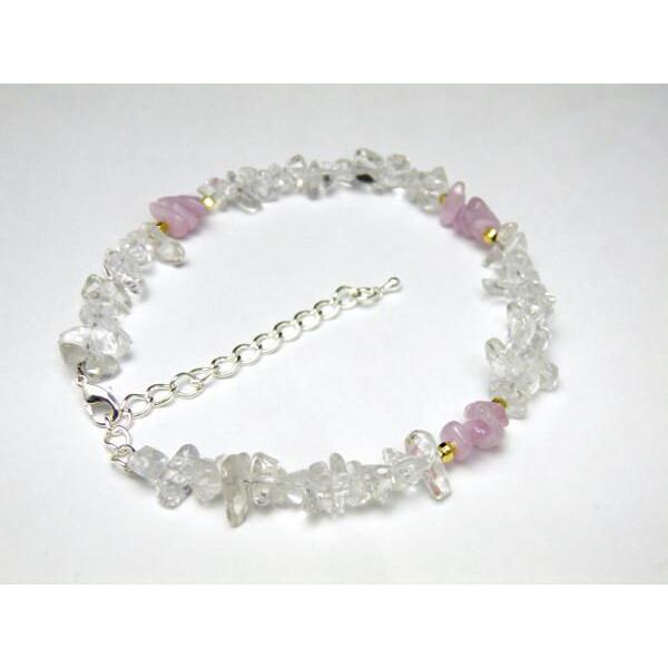 アンクレット 水晶さざれ石＆クンツァイト さざれ石大粒タイプ 天然石