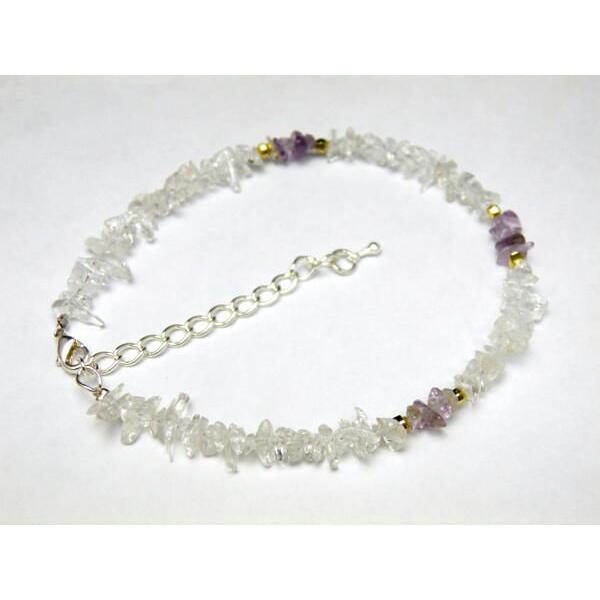 アンクレット 水晶さざれ石＆アメトリン さざれ石小粒タイプ 天然石