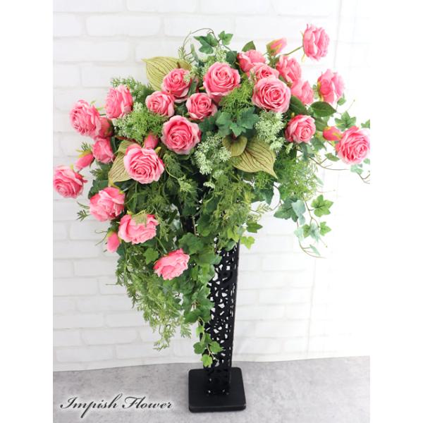 アーティフィシャルフラワー 造花 使用■サイズ:幅:80 奥行:42 高さ:107 (cm) ■主な使用造花：バラ高級造花を使用したアレンジメントです。インテリアとしてはもちろん贈り物としてもおすすめです。用途例：誕生日、結婚祝い、記念日、...