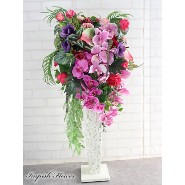 アーティフィシャルフラワー 造花 使用■サイズ:幅:47 奥行:35 高さ:100 (cm) ■主な使用造花：胡蝶蘭・アンスリューム高級造花を使用したスタンド型アレンジメントです。インテリアとしてはもちろん贈り物としてもおすすめです。用途例...