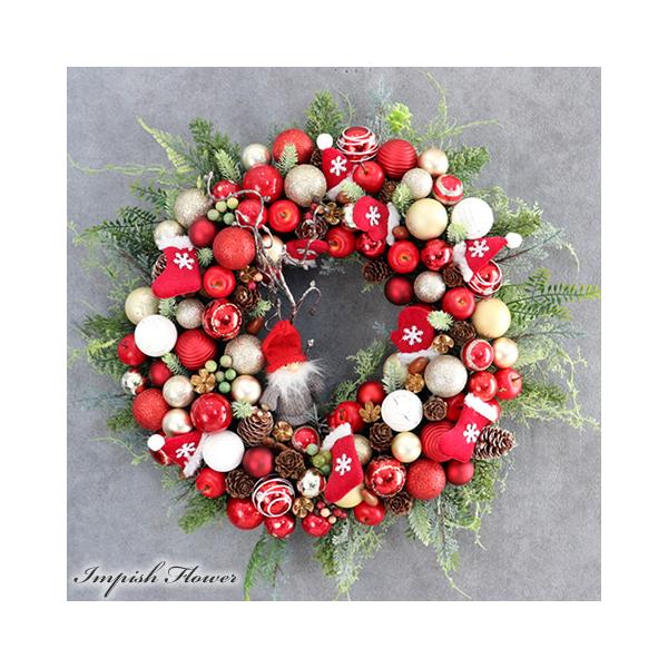 クリスマスリース 豪華 造花 壁掛け 50cm クリスマス リース 大きい 大型 おしゃれ 玄関 W-1088y