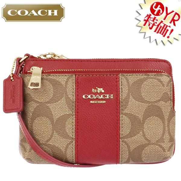 コーチ COACH 小物 ポーチ F52853 カーキ×レッド ラグジュアリー シグネチャー PVC レザー ダブル コーナー ジップ リストレット アウトレット レディース コーチ COACH 小物 ポーチ F52853 カーキ×レッド ラグジュアリー シグネチャー PVC レザー ダブル コーナー ジップ リストレット アウトレット レディース