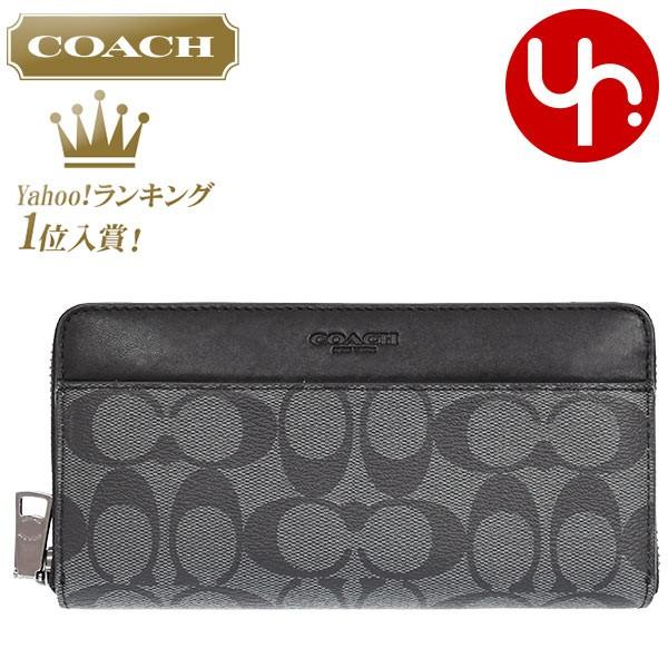 タイムセール 新品COACH 長財布 F75000チャコール×ブラック