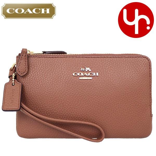 コーチ COACH 小物 ポーチ F87590 サドル ラグジュアリー ペブルド レザー ダブル コーナー ジップ リストレット アウトレット  レディース