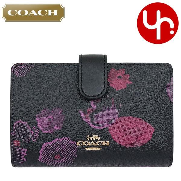 B品セール COACH コーチ 折り財布 ブラック ワイン ハーフトーン