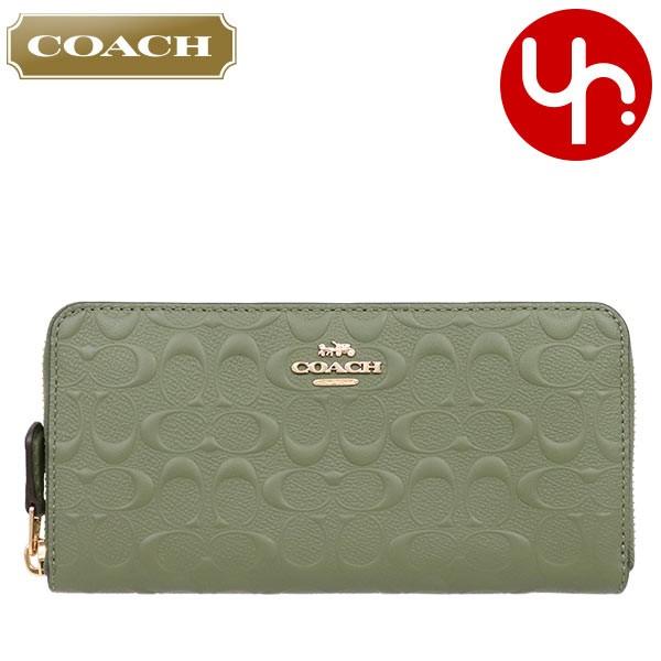 売り込み COACH コーチ 長財布 ストラップ付き ミリタリグリーン 緑色