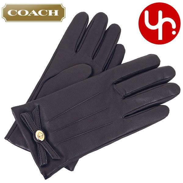 品質のいい 新品　コーチ　グローブ　手袋　ターンロック　レザーグローブ 黒 革手袋 手袋/アームカバー