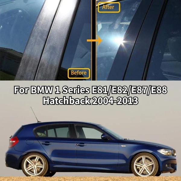 BMW 1シリーズ E81 E82 E87 E88 ドア窓ピラーカバー トリムステッカー 6点セット (2004-2013年モデル ハッチバッ 輸入品