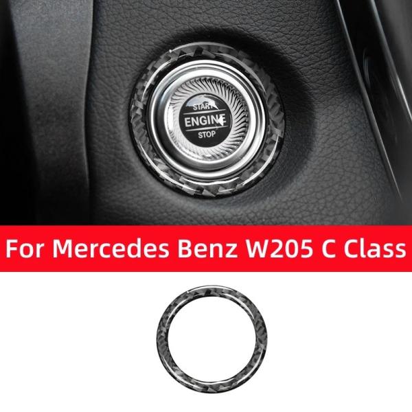 メルセデスベンツ W204 W205 W212 Cクラス Eクラス GLCクラス用 カーボンファイバー スタートボタン トリムリング ステッカ 輸入品