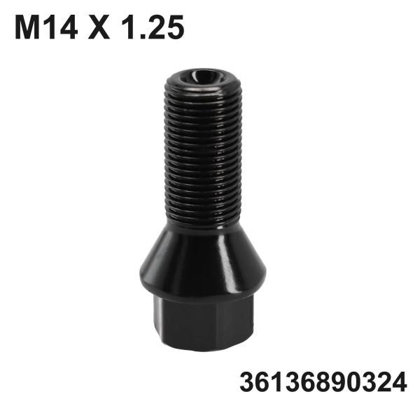 1個 ホイールナットスタッドボルト 36136890324 M14 X1.25 ブラック ホイールロックナット BMW F25 X3 F10  輸入品
