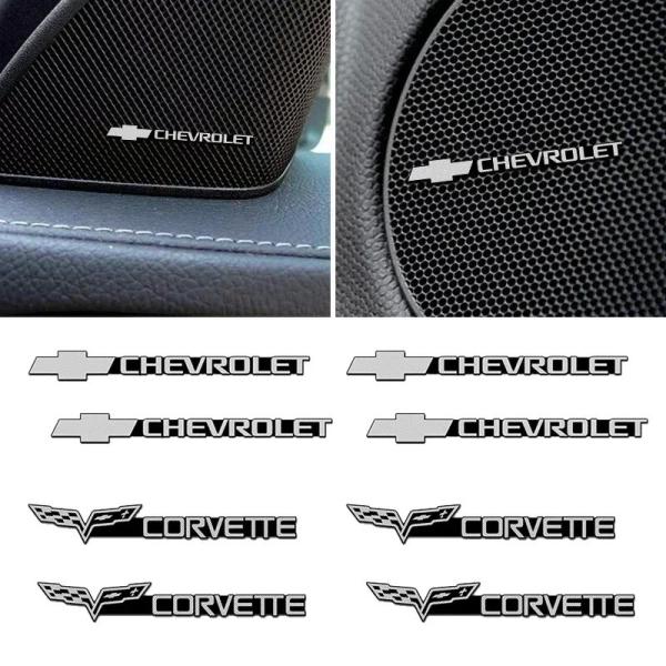 4個セット 合金製 カーステレオ サウンドオーディオステッカー シボレー コルベット クルーズ シルバラード キャプティバ トラバース スパー 輸入品