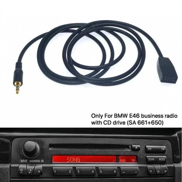 BMW 3シリーズ E46 用 10ピン AUX入力ケーブルアダプター 3.5mmオスジャック CDチェンジャー接続 スマホ MP3 対応 輸入品
