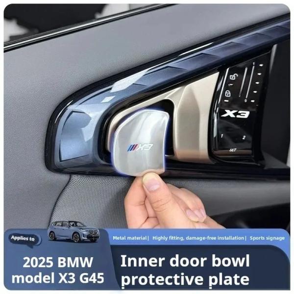 BMW X3 G45 2025 専用 ドアハンドル リスト装飾カバー ブラック/シルバー ステンレス鋼 保護ステッカー スタイリングアクセサリ 輸入品