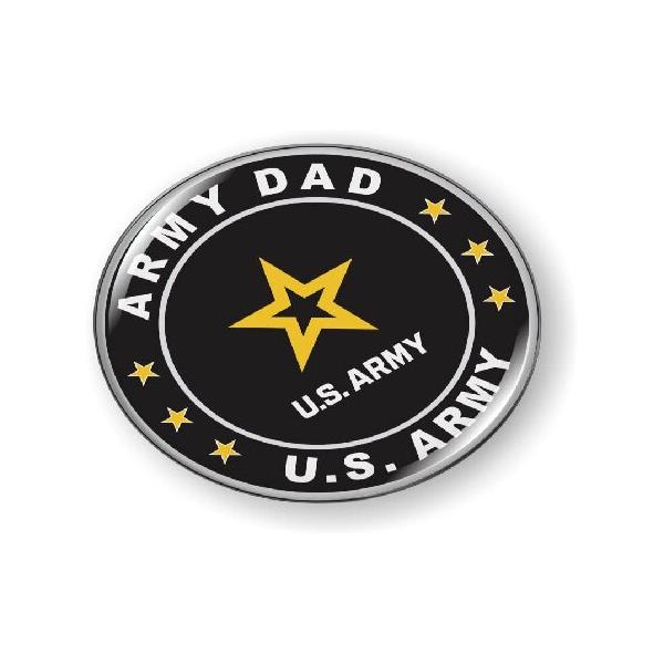 [ ] - U.S. Army Dad 3D Domed CAR Emblem Badge Sticker Flexible Round 輸入品