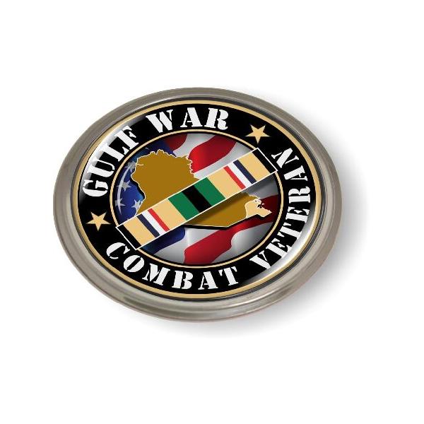 Gulf War Veteran 3D Domed CAR Emblem Badge Sticker Round Semi-Flexible Aluminum Round Bezel 輸入品